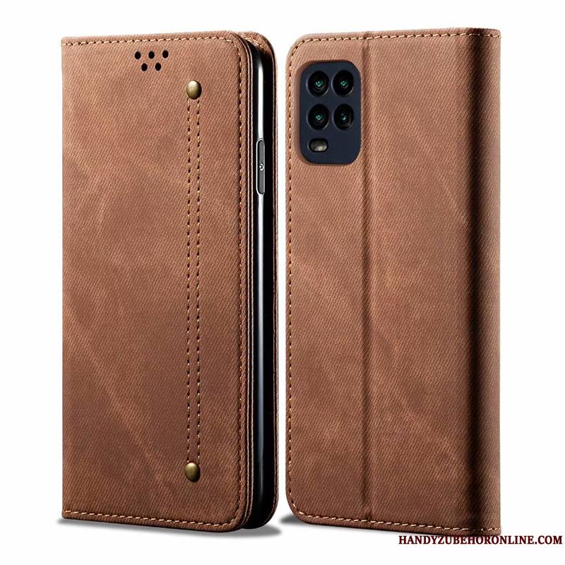 Xiaomi Mi 10 Lite Coque Étui En Cuir Petit Tout Compris Business Protection Kaki Carte