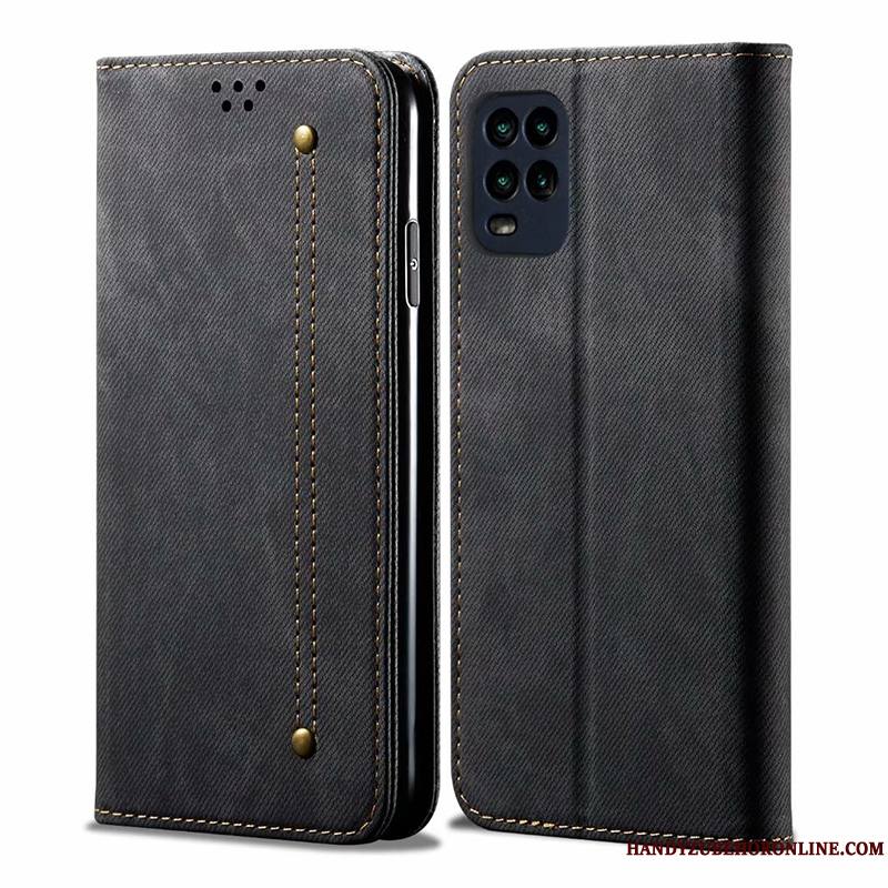 Xiaomi Mi 10 Lite Coque Étui En Cuir Petit Tout Compris Business Protection Kaki Carte