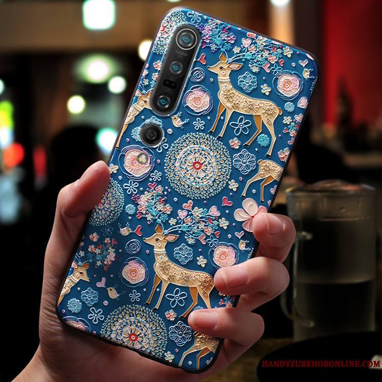 Xiaomi Mi 10 Pro Coque Créatif Charmant Marque De Tendance Fluide Doux Bleu Nouveau Silicone