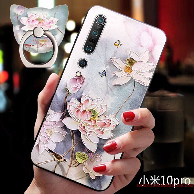 Xiaomi Mi 10 Pro Coque Nouveau Étui Tendance Ornements Suspendus Vintage Délavé En Daim Silicone