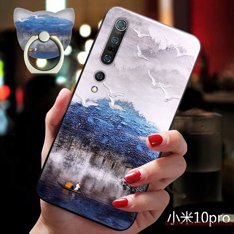 Xiaomi Mi 10 Pro Coque Nouveau Étui Tendance Ornements Suspendus Vintage Délavé En Daim Silicone