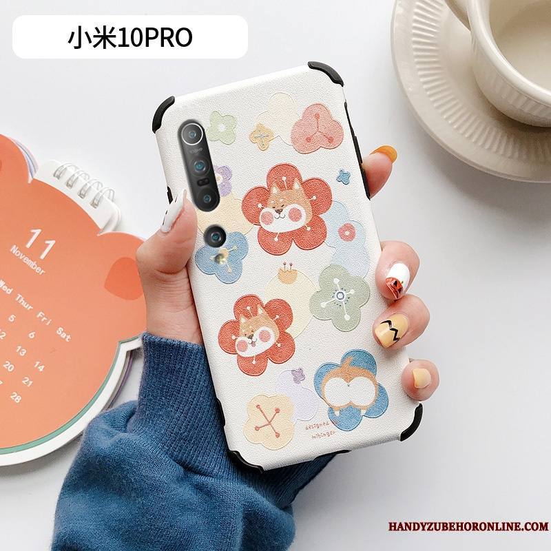 Xiaomi Mi 10 Pro Coque Protection Chat Soie Mulberry Incassable Tout Compris Fleur Silicone
