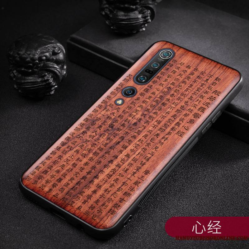 Xiaomi Mi 10 Pro Coque Simple En Bois Étui Vintage Style Chinois Personnalisé Personnalité