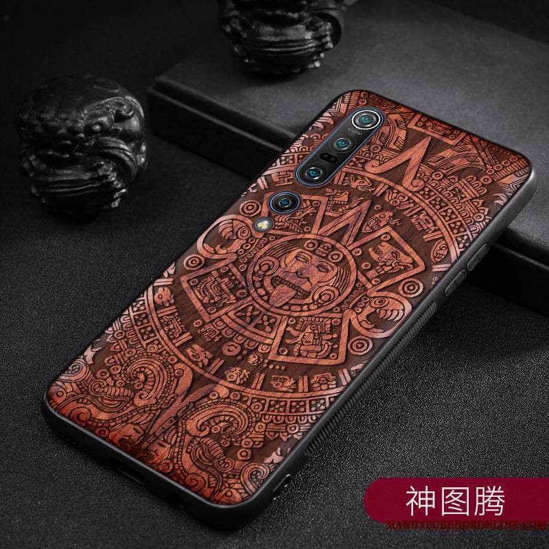 Xiaomi Mi 10 Pro Coque Simple En Bois Étui Vintage Style Chinois Personnalisé Personnalité