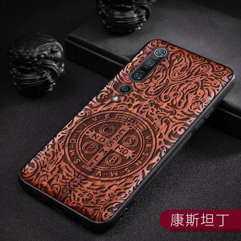 Xiaomi Mi 10 Pro Coque Simple En Bois Étui Vintage Style Chinois Personnalisé Personnalité