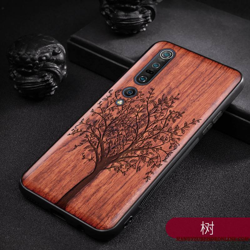 Xiaomi Mi 10 Pro Coque Simple En Bois Étui Vintage Style Chinois Personnalisé Personnalité