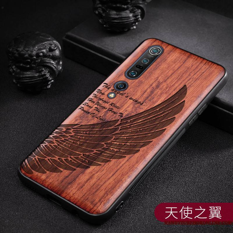 Xiaomi Mi 10 Pro Coque Simple En Bois Étui Vintage Style Chinois Personnalisé Personnalité