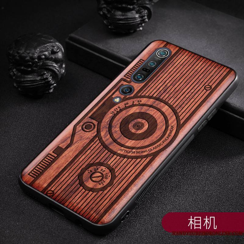 Xiaomi Mi 10 Pro Coque Simple En Bois Étui Vintage Style Chinois Personnalisé Personnalité