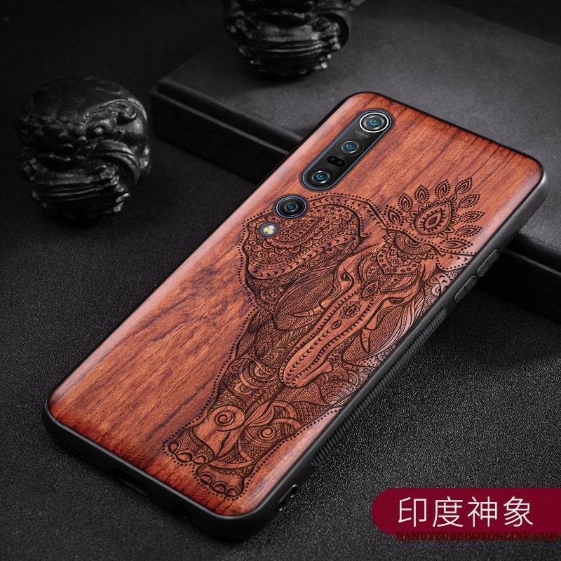 Xiaomi Mi 10 Pro Coque Simple En Bois Étui Vintage Style Chinois Personnalisé Personnalité