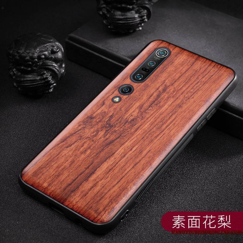 Xiaomi Mi 10 Pro Coque Simple En Bois Étui Vintage Style Chinois Personnalisé Personnalité