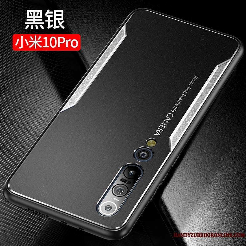 Xiaomi Mi 10 Pro Incassable Alliage Délavé En Daim Silicone Métal Protection Coque De Téléphone