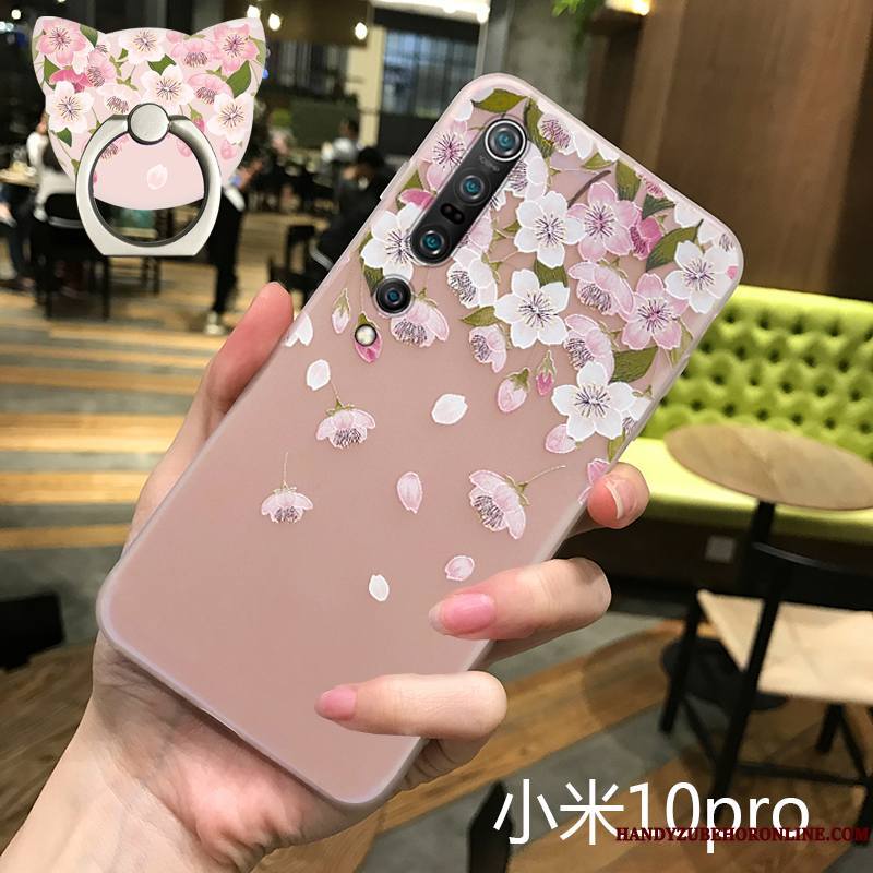Xiaomi Mi 10 Pro Vent Ornements Suspendus Petit Rose Coque De Téléphone Transparent Tout Compris