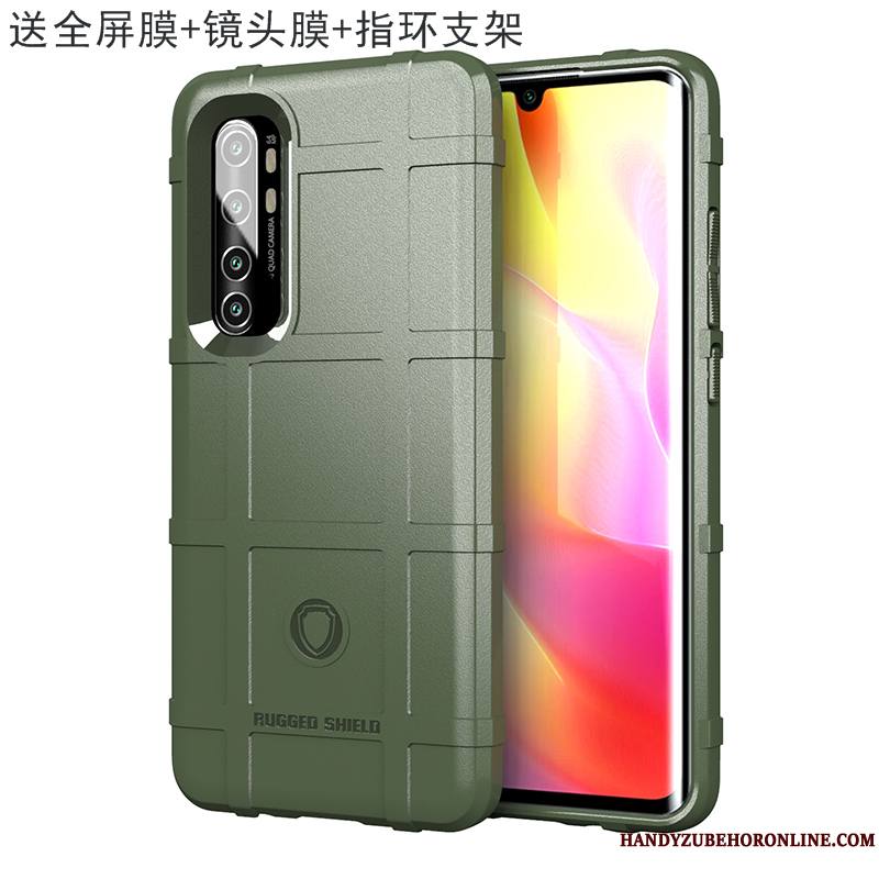 Xiaomi Mi Note 10 Lite Coque Fluide Doux Tout Compris À Bord Délavé En Daim Vert Petit Protection