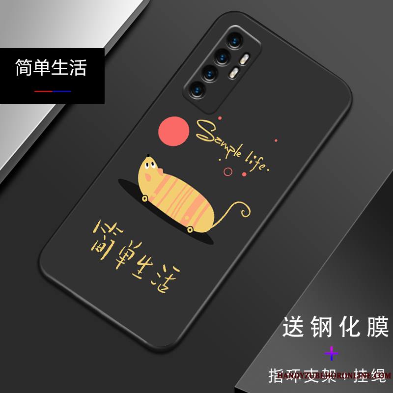 Xiaomi Mi Note 10 Lite Fluide Doux Petit Coque Personnalité Noir Simple De Téléphone
