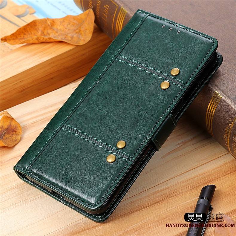 Xiaomi Mi Note 10 Lite Housse Coque De Téléphone Luxe Protection Vert Petit Étui En Cuir