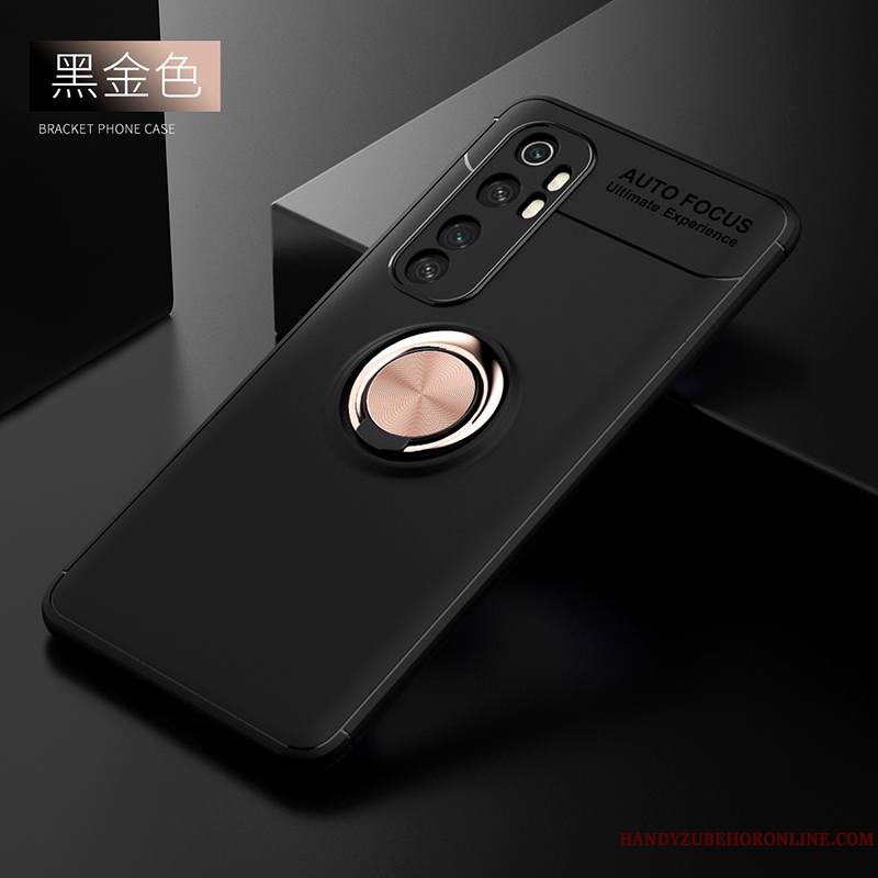 Xiaomi Mi Note 10 Lite Jeunesse Anneau Étui Coque Noir Incassable Fluide Doux