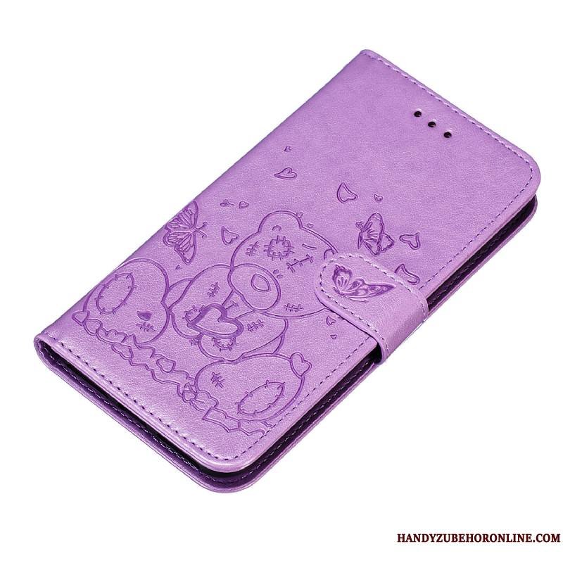 iPhone 11 Carte Portefeuille Étui En Cuir Clamshell Protection Coque De Téléphone Violet