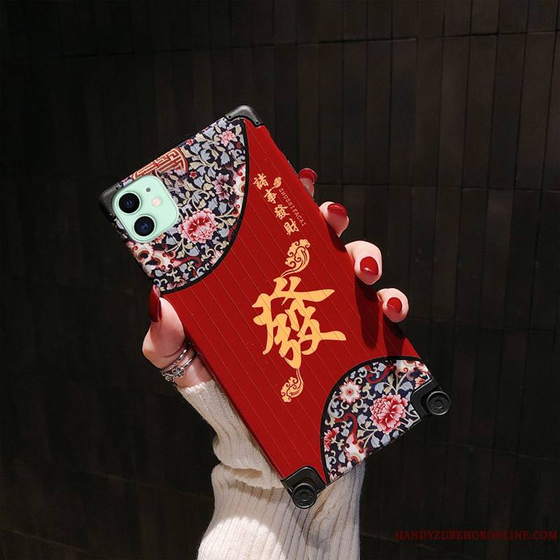 iPhone 11 Coque De Téléphone Style Chinois Tout Compris Net Rouge Personnalité Incassable Étui