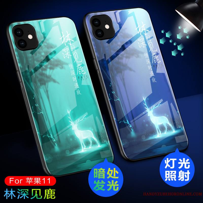 iPhone 11 Coque De Téléphone Verre Vert Lumineuses Étui Protection