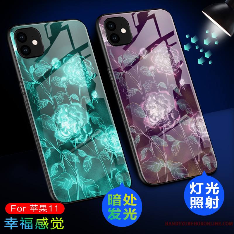 iPhone 11 Coque De Téléphone Verre Vert Lumineuses Étui Protection