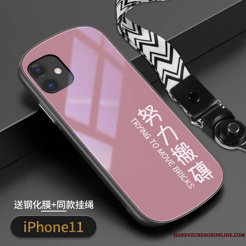 iPhone 11 Coque Verre Nouveau Incassable Tout Compris Protection Très Mince Net Rouge