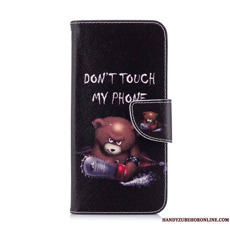 iPhone 11 Dessin Animé Protection Housse Coque De Téléphone Étui En Cuir Noir Peinture