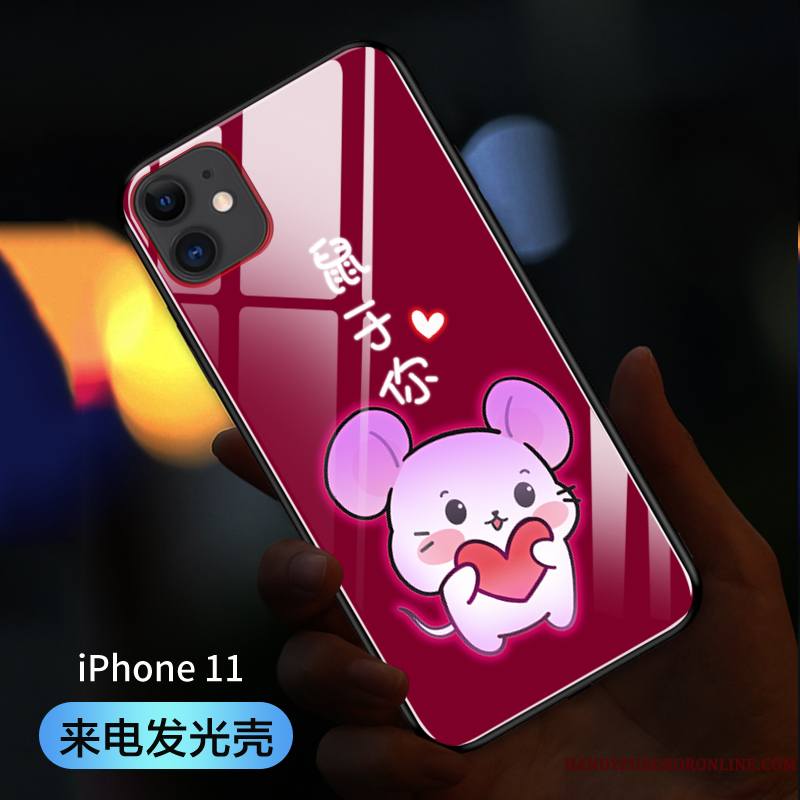 iPhone 11 Incassable Marque De Tendance Amoureux Rouge De Fête Coque De Téléphone Net Rouge