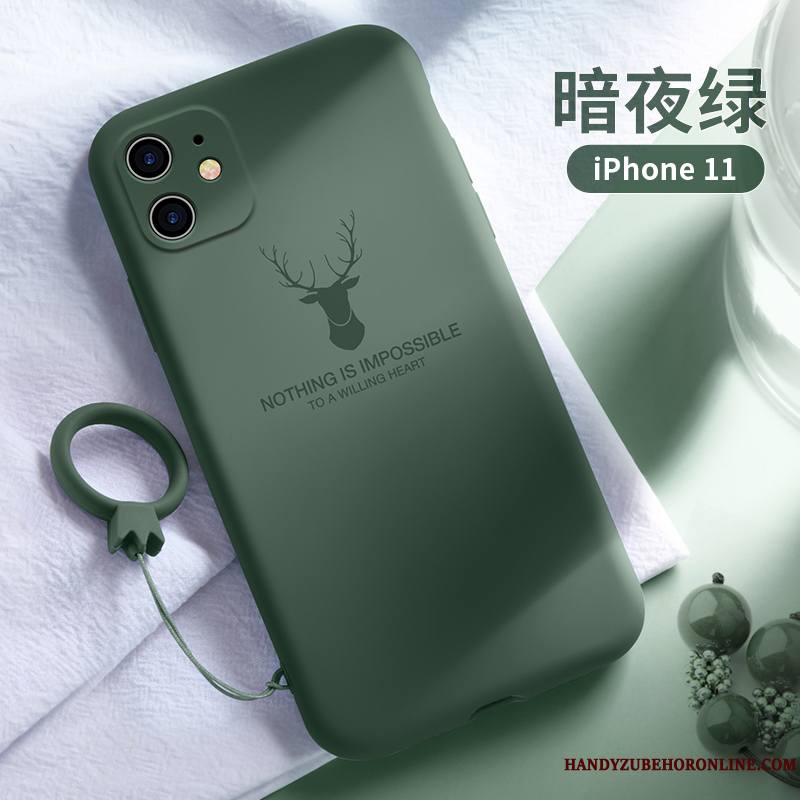 iPhone 11 Incassable Nouveau Silicone Sac Tout Compris Coque De Téléphone Vert