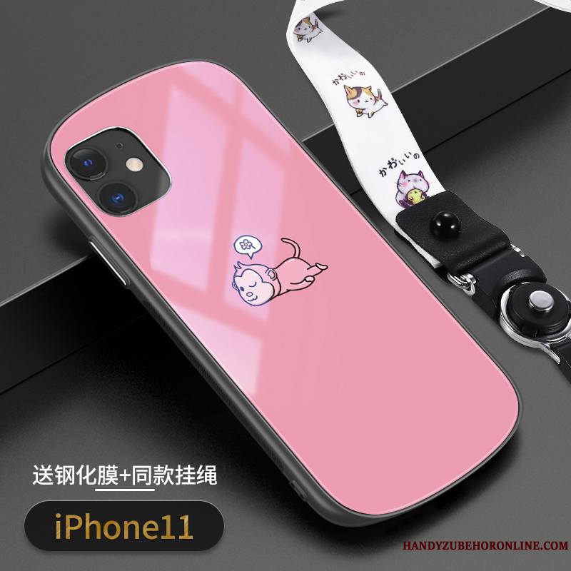 iPhone 11 Net Rouge Incassable Coque De Téléphone Verre Tout Compris Singe Charmant