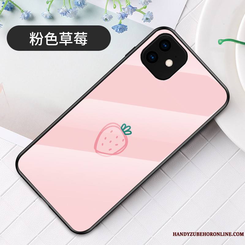 iPhone 11 Nouveau Coque Simple Difficile Verre Fraise Rose