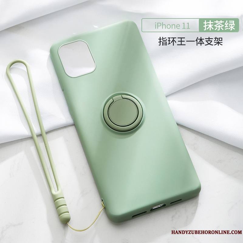 iPhone 11 Ornements Suspendus Silicone Marque De Tendance Tout Compris Vert Coque De Téléphone Fluide Doux