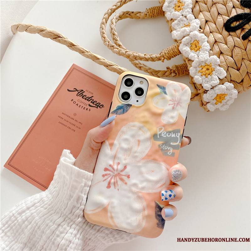 iPhone 11 Pro Art Fleurs Rose Étui Coque De Téléphone Peinture À L'huile Personnalité