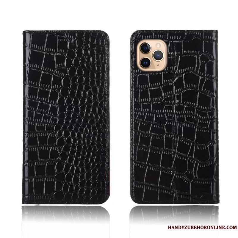 iPhone 11 Pro Coque Clamshell Crocodile Créatif Incassable Protection Étui Cuir Véritable