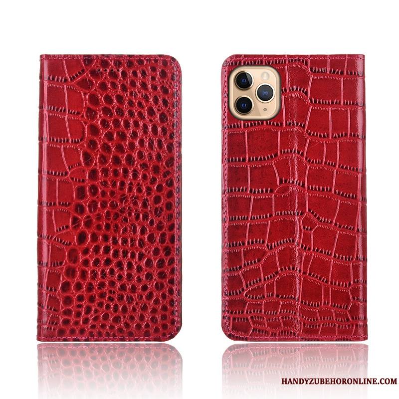 iPhone 11 Pro Coque Clamshell Crocodile Créatif Incassable Protection Étui Cuir Véritable