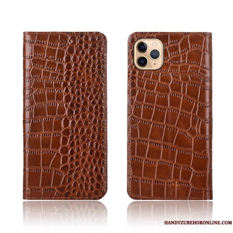 iPhone 11 Pro Coque Clamshell Crocodile Créatif Incassable Protection Étui Cuir Véritable