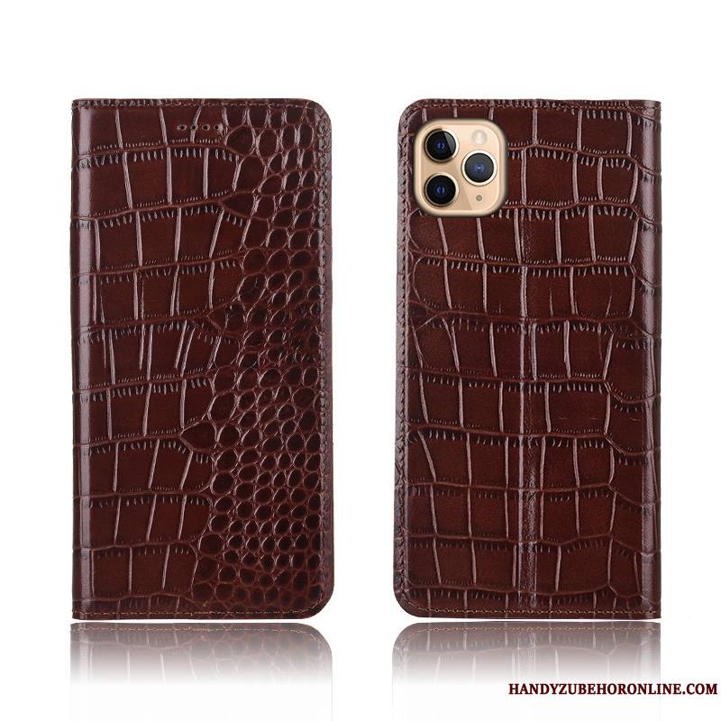 iPhone 11 Pro Coque Clamshell Crocodile Créatif Incassable Protection Étui Cuir Véritable