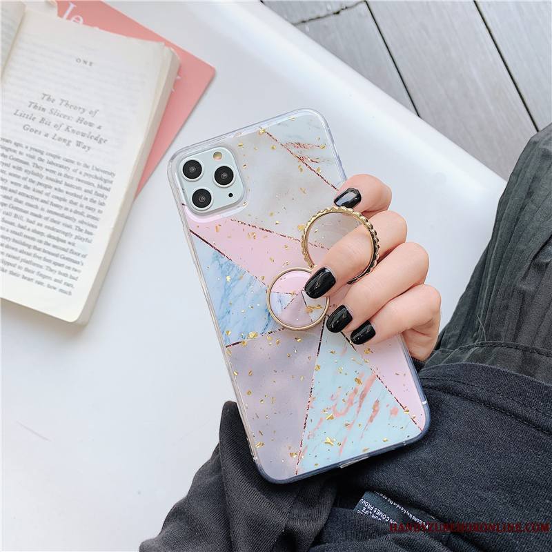 iPhone 11 Pro Coque Créatif Personnalité Géométrie Protection Incassable Tout Compris Or