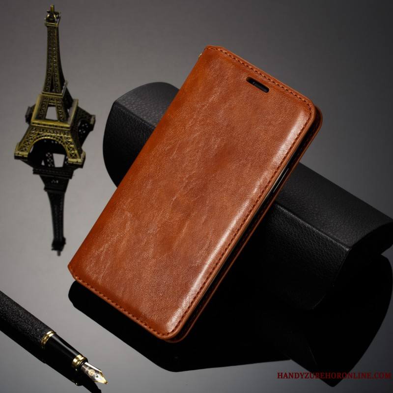 iPhone 11 Pro Coque Cuir Véritable Étui En Cuir Classic Housse Téléphone Portable Tout Compris Business