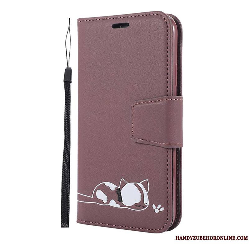 iPhone 11 Pro Coque De Téléphone Dessin Animé Housse Rouge Portefeuille Étui En Cuir