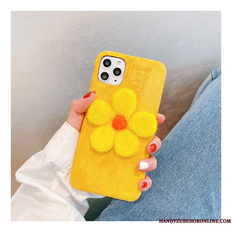 iPhone 11 Pro Coque De Téléphone Incassable Peluche Silicone Personnalité Jaune Fluide Doux