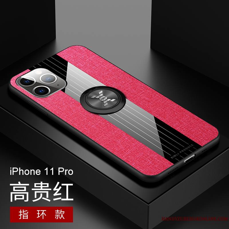 iPhone 11 Pro Coque Net Rouge Anneau Silicone Protection Support Tout Compris Personnalité