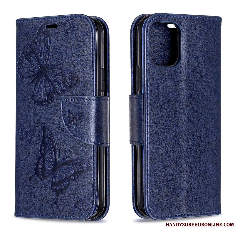 iPhone 11 Pro Coque Ornements Suspendus Protection Similicuir En Relief Étui Étui En Cuir Papillon