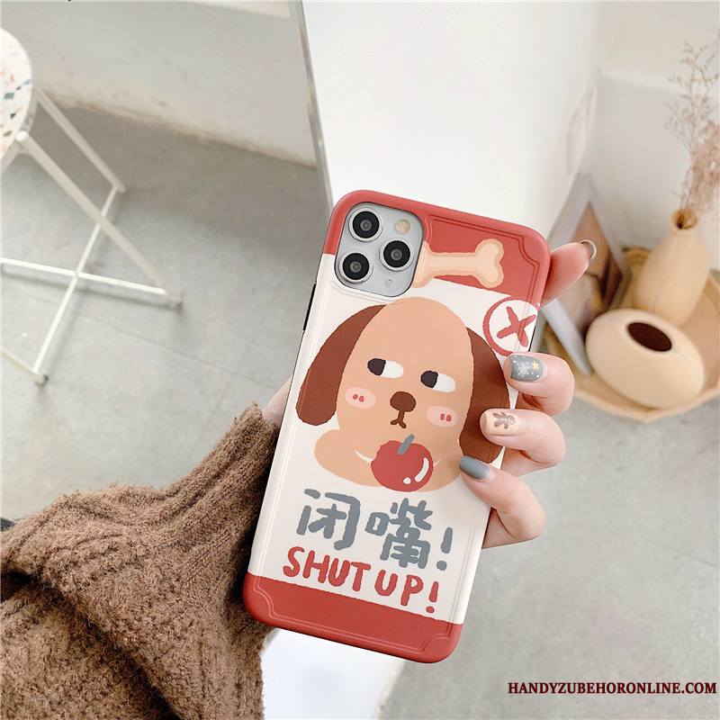 iPhone 11 Pro Coque Rose Créatif Tout Compris Personnalité Chiens Drôle Silicone