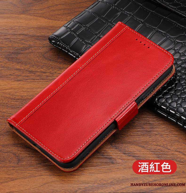 iPhone 11 Pro Cuir Portefeuille Coque De Téléphone Étui En Cuir Rouge Cuir Haut Carte