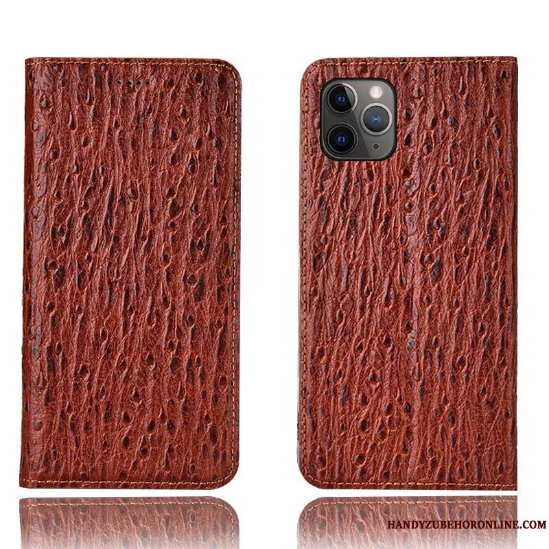 iPhone 11 Pro Cuir Véritable Tout Compris Coque De Téléphone Protection Oiseau Étui Modèle Fleurie