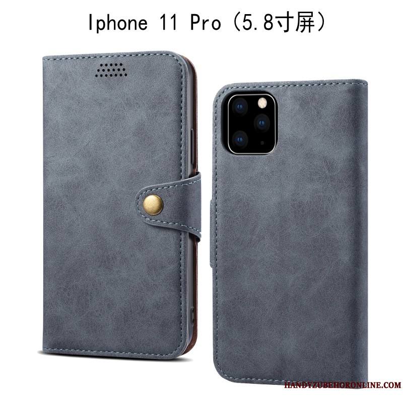 iPhone 11 Pro Housse Protection Fluide Doux Gris Étui En Cuir Coque De Téléphone Incassable