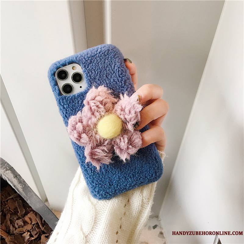 iPhone 11 Pro Incassable Fluide Doux Fleurs Créatif Peluche Étui Coque