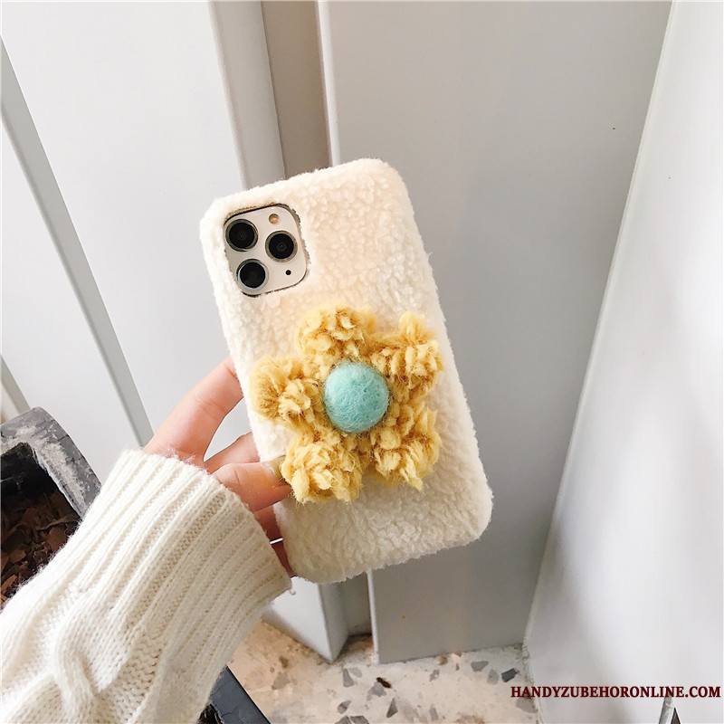 iPhone 11 Pro Incassable Fluide Doux Fleurs Créatif Peluche Étui Coque