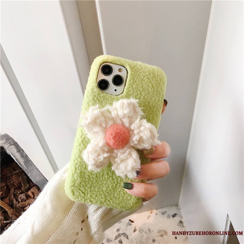 iPhone 11 Pro Incassable Fluide Doux Fleurs Créatif Peluche Étui Coque