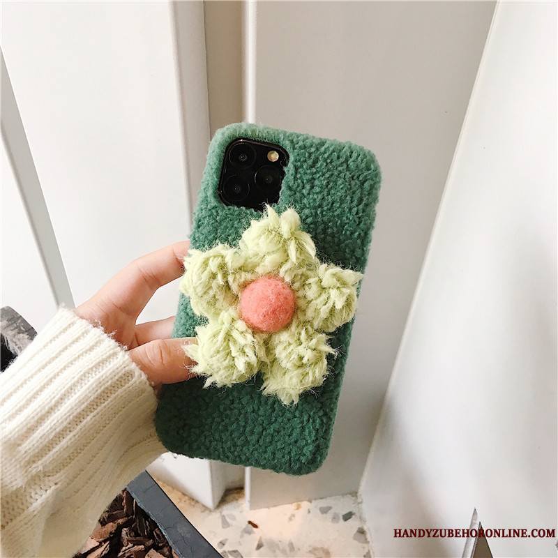 iPhone 11 Pro Incassable Fluide Doux Fleurs Créatif Peluche Étui Coque